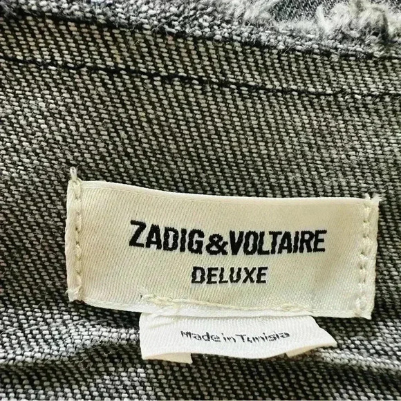 New Zadig & Voltaire Distressed Denim Jacket Sz M - Picture 11 of 12